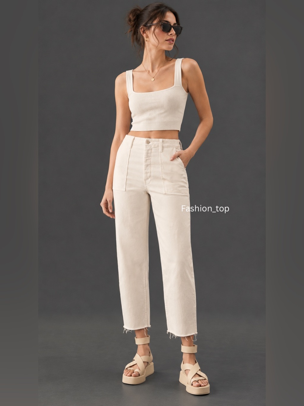 MOTHER The Patch Pocket Private Ankle Fray Wash Cream Puffs Jeans 26 High Rise